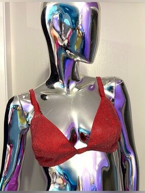 Victoria's Secret Shimmer / Sparly Red Triangle Bralette